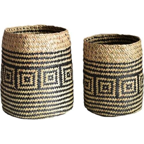 Seagrass Planter Basket Set of 2 Indoor Outdoor, Flower Pots Cover,Plant Containers,Flower Basket