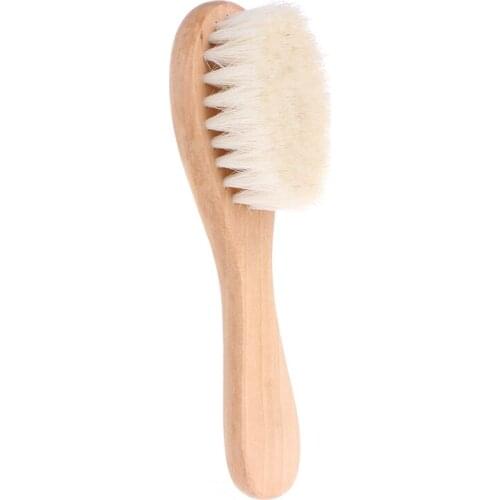 Wooden Handle Brush Baby Hairbrush Newborn Hair Brush Infant Comb Head Massager G99C