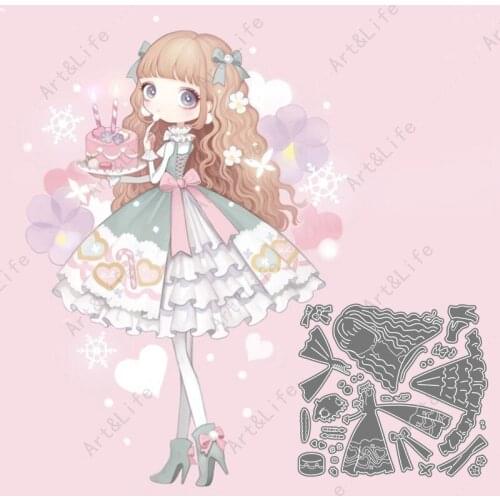 Cute Beautiful Girl Hot New Metal Cutting Dies Stencils for Making Scrapbook Album Birthday Paper Cards Embossing Cut Die