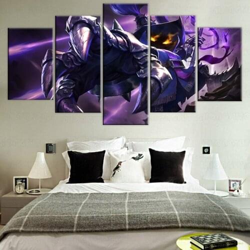 Modern Home Decorative Wall Artwork Type Modular Pictures 5 Piece Framed Canvas Printing Game League of Legends Veigar Pictures