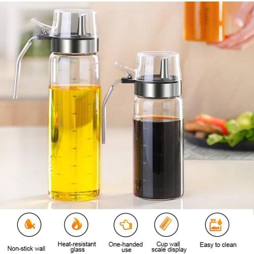 Stainless Steel Olive Oil Dispenser Bottle Oil and Vinegar Dispenser Lead-Free Glass Bottle Kitchen Oil Salad Dressing Container