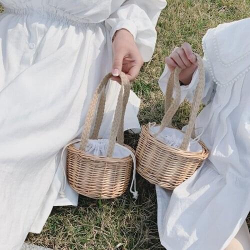 2021 New Straw Bag Fashion Rattan Bucket Bag Summer Beach Bags For Women Bamboo Handbag Totes Purse Girl Clutch Sac A Main