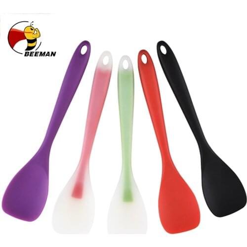 Heat Resistant Silicone Spoon Kitchen Spatula Frying Pan Shovel Mixing Scraper Bakeware Utensil Handle Scraper Cookware Tool