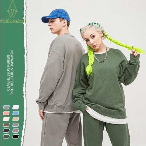 Oversize Winter Man And Women Sweatshirt Fleece Thick 360g Fabric Solid Streewear Pullover Basic Sweatshirts Jogger Texture Tops