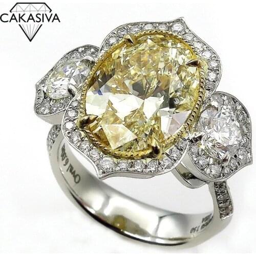 Womens Vintage 925 Silver Golden Yellow Egg-shaped AAA Zircon Ring Engagement Wedding Party Gift Jewelry Ring Wholesale