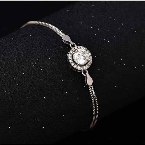 Natural Moissanite Bracelet for Women Female 1 Carat Round Beads Stone 925 Pure Silver Luxury Bracelets with Certificate