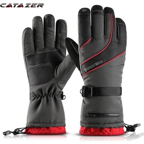 Catazer Touch Screen Winter Ski Gloves Snow Outdoor Sport Women Men Waterproof Warm Snowmobile Motorcycle Snowboard Ski Gloves
