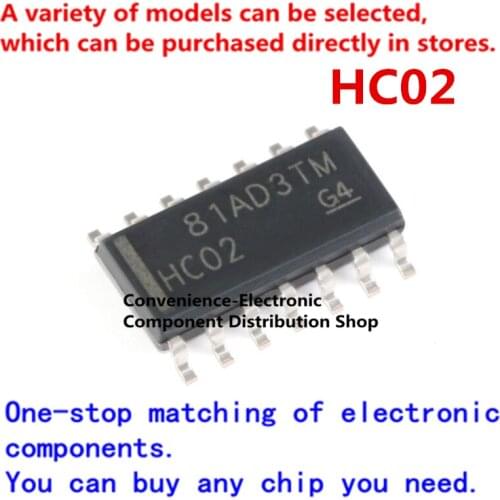 10PCS/PACK HC02 SMD 74HC02DR SOP SN74HC02DR SOIC-14 quad 2-input positive NAND gate logic chip