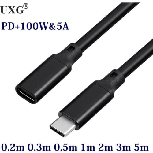 100W PD 5A USB3.1 Type-C Extension Cable 4K @60Hz 10Gbps USB-C Gen 2 Extender Cord For Macbook Laptop Nintendo Switch ASUS HP