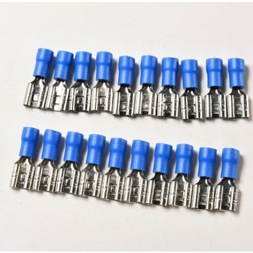 20PCS 14-16AWG Female Insulated Spade Electrical Crimp Wire Cable Connectors Kits Terminals Blue