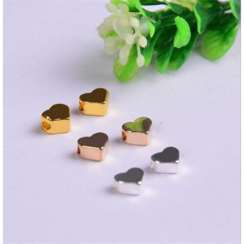 20pcs/lot new creative 7mm heart copper beads for jewelry making diy necklace connector charms metal beads pendants for bracelet