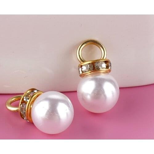 20Pcs Fashionable Embroidered White Pearl Bracelet Earrings Pendant Round Beads For Production Jewelry Clothing