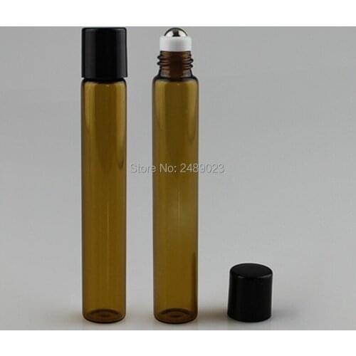 20pcs x 10ml Amber Roll on Roller Bottles for Essential oils roll-on Refillable Perfume Bottle Deodorant Containers In Stock