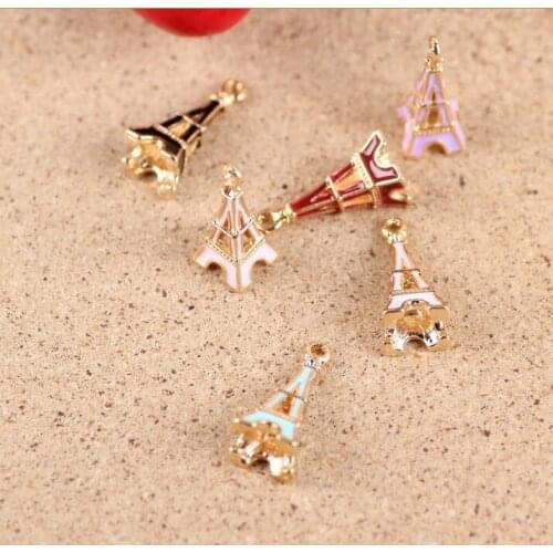 24*10mm Hollow 3D Paris Eiffel Tower Enamel charms for bracelet alloy dangle charms for earrings handmade jewerly findings diy