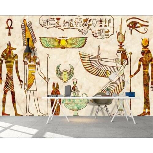 Beibehang Home decoration large living room bedroom wallpaper nostalgic retro Egyptian idol background wall mural 3d wallpaper
