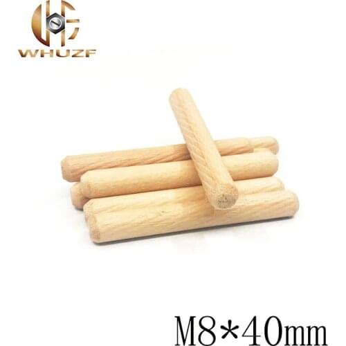 50Pcs M8*40 Cabinet Drawer Round Fluted Craft Wood Wooden Dowel Pins M8X40mm Rods Furniture Fitting wood stick