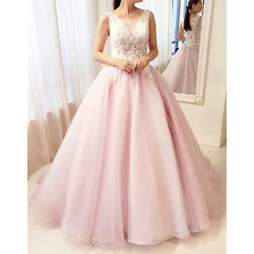 ANGELSBRIDEP Scoops Neck Ball Gown Wedding Dresses Vestido De Noiva Fashion Appliques Court Train Formal Bride Dresses Lace-up