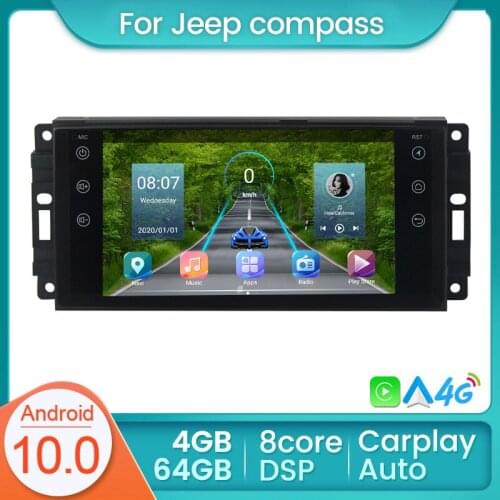 Android 10 4G + 64G Auto Radio Car NO DVD Multimedia For Jeep compass Cherokee Commander Support Carplay Auto WIFI