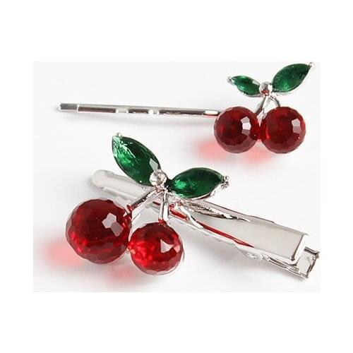 Free shipping Womens Lovely Cherry hairpins fashion ins girls cute hair clips korean style women hair accessories