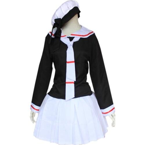 Brdwn Cardcaptor Sakura girls womens Sakura Kinomoto cosplay costume sailor uniform(top+skirt+hat+tie)
