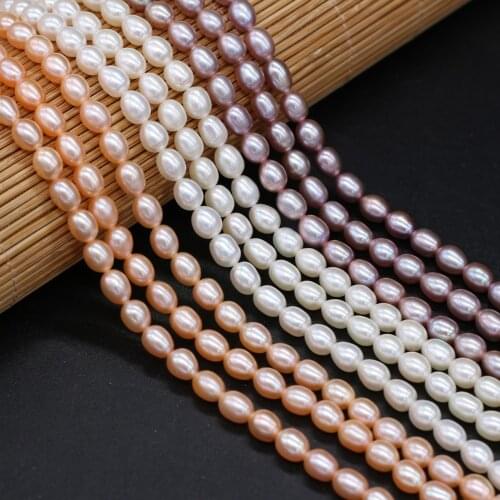 Wholesale Natural Freshwater Pearl Rice Shape Loose Beads For Jewelry Making DIY Charm Bracelet Necklace Accessories Strand 14