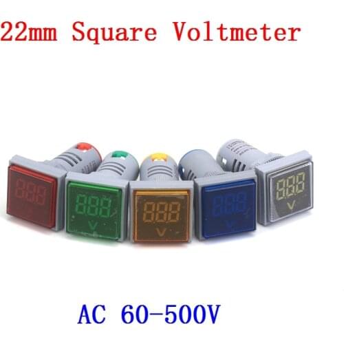 Digital Voltmeter 22mm DIY Mini AC 12-500V Volt Voltage Tester Meter Monitor Power LED Indicator Pilot Lamp Light Display LED
