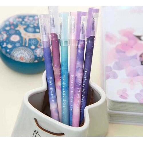 48 pcs/lot Creative Night sky Gel Pen Cute 0.5mm Star Planet black ink Signature Pens School writing Supplies Promotional Gift