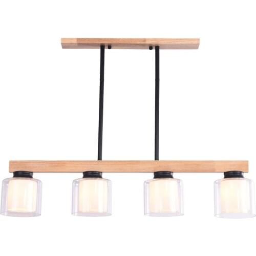 Kitchen decor pendant lights modern japanese wood lamp glass lustre hanglamp for home dining room bar suspension kitchen light