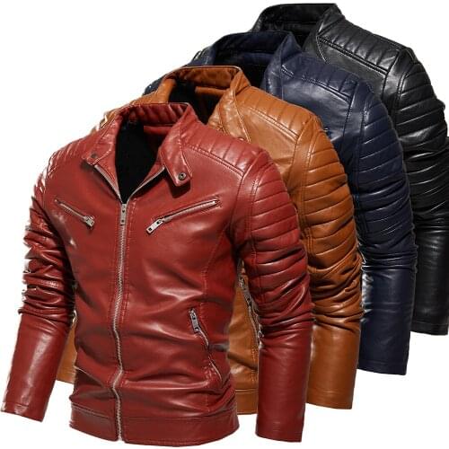 New Leather Jacket Men Winter Autumn Mens Motorcycle Jacket Velvet Lining Windproof Outwear Male Brand Men Clothing