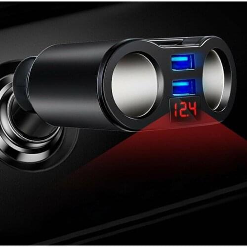 Mayitr 2 Way Car Cigarette Lighter Socket 12V Dual USB Multi-function Charger Vehicle Cigarette Lighter Splitter Adapter