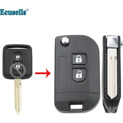Modified flip 2 Button Remote Key shell Case Blank Fob For NISSAN Micra Note NV200 Qashqai Almera Primera 350Z Murano X-Trail