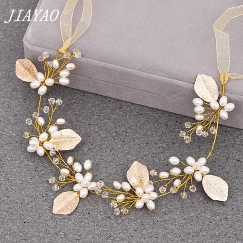 Fashion Wedding Hair Accessories Pearl Headbands For Women Golden Leaf Wedding Headband Women Accessories Tiara Head Band