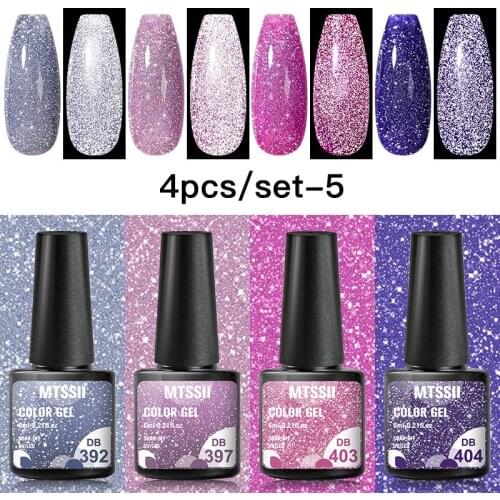 Mtssii 6ML Reflective Gel Nail Polish Set Shiny 14 Colors Semi-permanent UV Gel Varnish 2/4/6PCS Hybrid Nail Polish for Manicure
