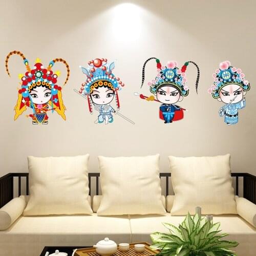 New Year Decoration Wall Sticker Self Adhesive Wallpaper Chinese Beijing Opera Character Hua Dan Home Office Decor