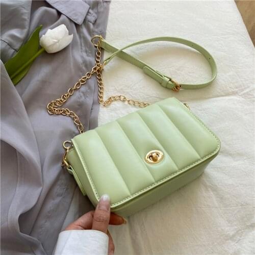 Solid Color PU Leather Small Flap Crossbody Bags 2021 Women Brand Luxury Lady Fashion Chain Shoulder Handbags Designer