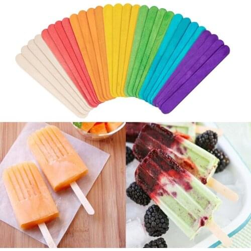 50Pcs Ice Cream Sticks Wooden Popsicle Sticks Natural Wood Ice Cream Sticks Kids Educational Toys Handmade DIY Craft Supplies