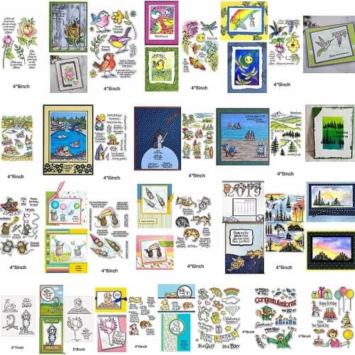 Mix Animals Santa Christmas Bird Flower Butterfly Tree Human Sentence Clear Silicone Stamps Scrapbook Craft Make Cards 2020 DIY