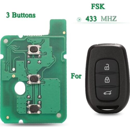 Bilchave 10pcs For Renault Dacia Logan Sandero Lodgy Dokker Duster 2016 FOB 3 Buttons FSK 433Mhz Remote Car Key Circuit Board
