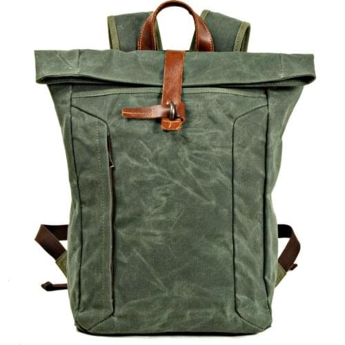 M349 Luxury Vintage Canvas Backpacks for Men Oil Wax Canvas Leather Travel Backpack Wear Resistant Waterproof Daypacks Bagpack