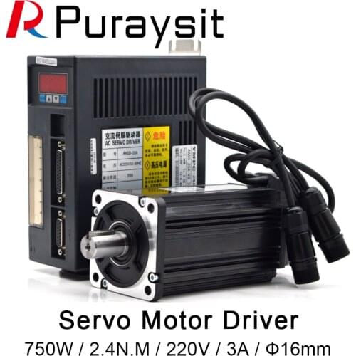 750W 90ST-M02430 2.4N.M AC Servo Motor 3000RPM Matched Servo Driver + 3m Cable High Quality