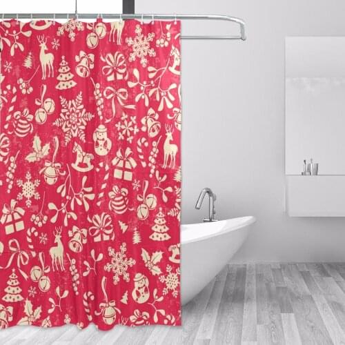 Home Decoration Bathroom Curtains High Quality Polyester Waterproof Fabric Elk/Snowman/ Bells Pattern Shower Curtains