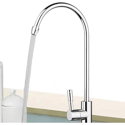 Stainless Steel Drinking RO Water Filter Faucet 1/4" 360 Degree Rotation Design Fit Kitchen Sink