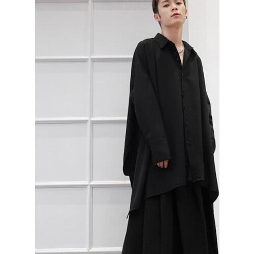 Oversized super long loose bat sleeves wild wide version shirt jacket tide mens large version bf style Korean trend fairy