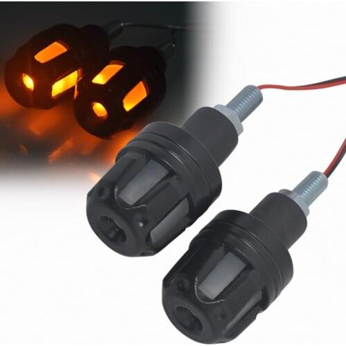 Universal Motorcycle 22mm Handlebar End LED Amber Blinker Turn Signal Light Flasher For Harley Honda Yamaha Scooter Motocross