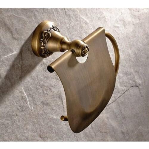 Vintage Retro Antique Brass Carved Art Pattern Wall Mounted Bathroom Toilet Paper Roll Holder Bathroom Accessory mba421