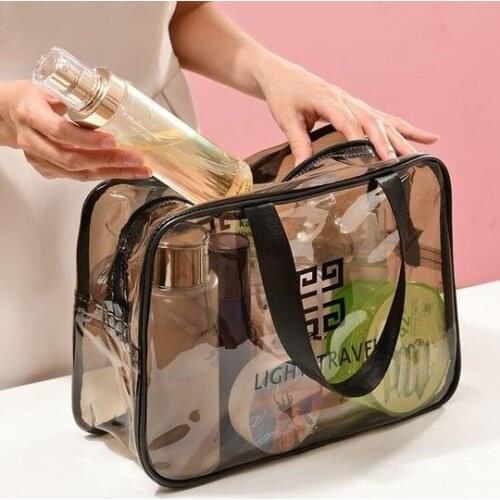 Waterproof Transparent Travel Net Red Womens Cosmetic Bag Mens Large Capacity Portable Washing Bag Cosmetic Storage Bag