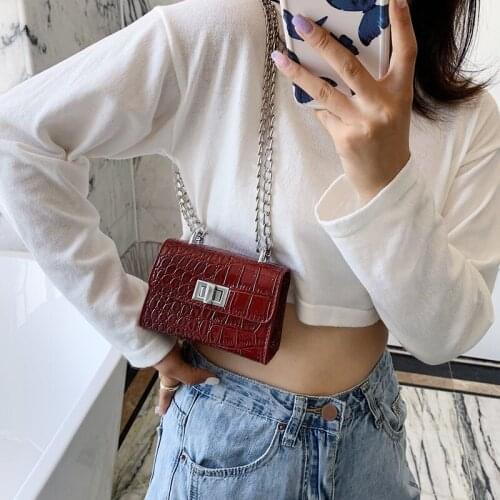 High-quality Stone Pattern PU Leather Designer Mini Crossbody Bags For Women 2021 Lady Travel Shoulder Handbags Lipstick Purses