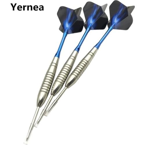 Yernea High-quality 3Pcs Steel Tip Darts 22g Standard Hard Darts Throwing Sports Games Blue Aluminum Shafts Dart Flights