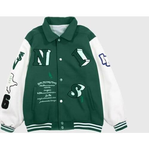 2021 wild couple jacket tide ins autumn new color matching embroidery baseball uniform jacket