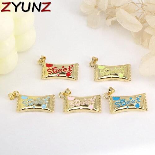 10PCS, Gold Color Sweet Candy Pendants Jewelry Making Enamel Charms Pendant For Women Necklace Supplies Jewelry Accessories